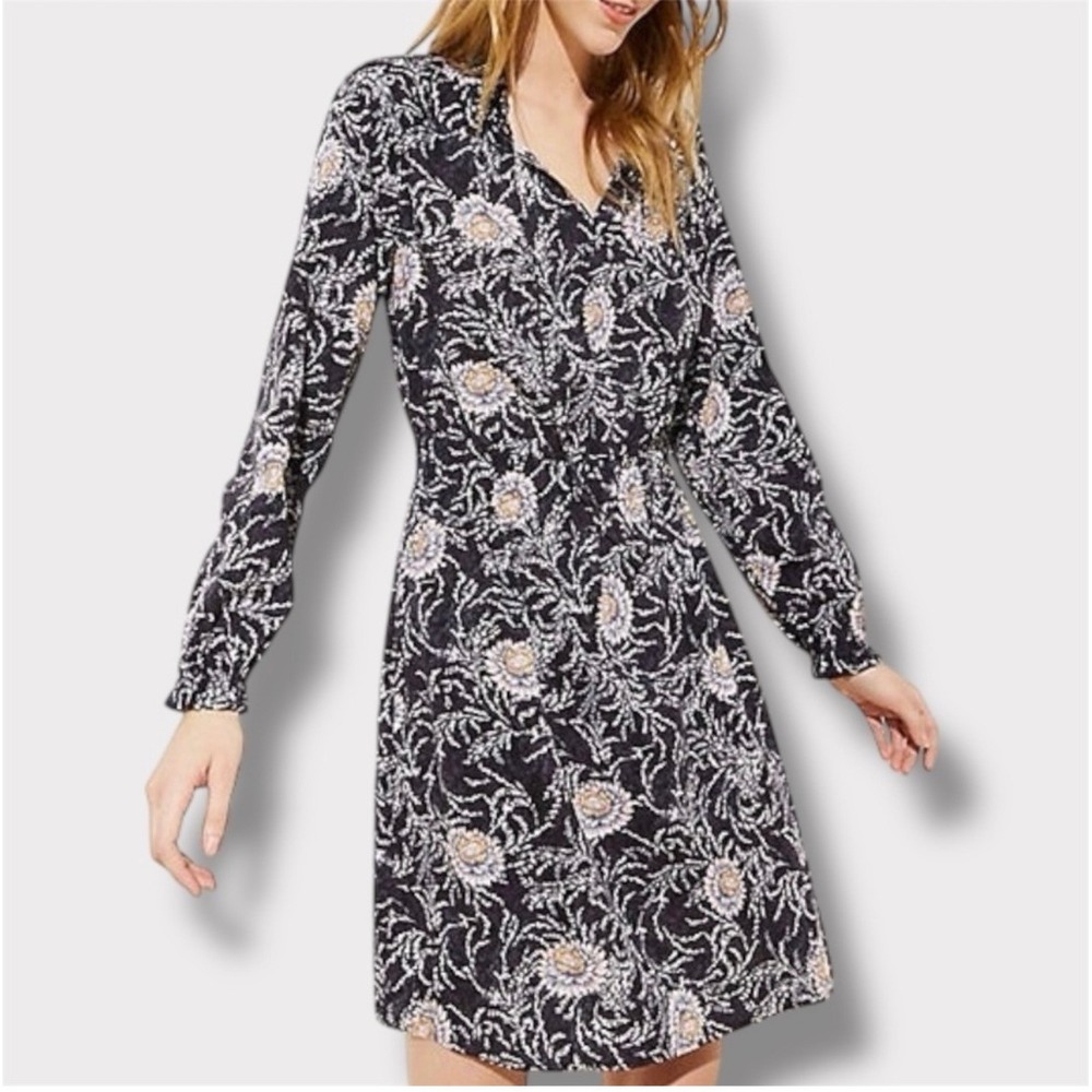LOFT Women's Floral Long Sleeve Mini Dress Size XL